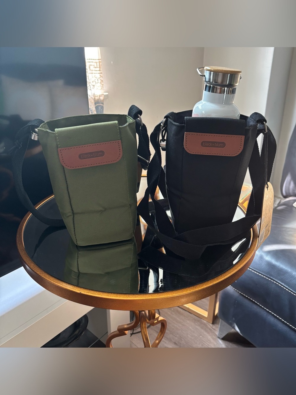 Black + Olive Bottle Carrier Crossbody -
Set of 3 bags